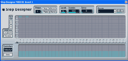 ���� ������� Step Designer (Quantize = 32 Length = 32)