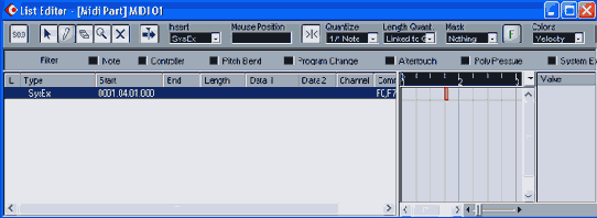 � ������ ��������� ��������� ���� SysEx