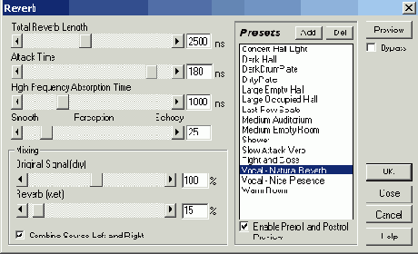 ������� ������������� QuickVerb � Reverb