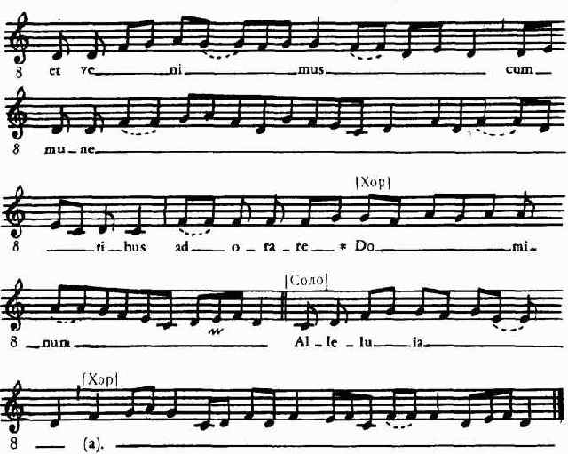 Григорианский хорал. Аллилуйя «Vidimus stellam» - Лад 2 (гиподорийский)
