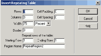 ������ Repeating Table ������ ��������
