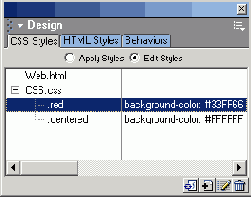 Панель CSS Styles в режиме правки стилей