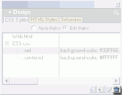 Кнопка Delete Style панели CSS Styles