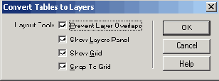 Диалоговое окно Convert Tables to Layers
