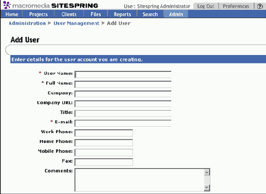 Добавление нового пользователя