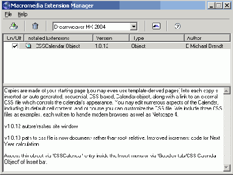 Использование расширения Calendar пакета Dreamweaver