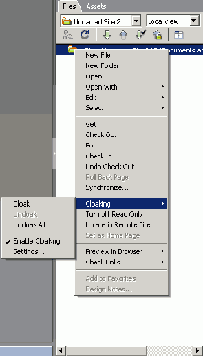 Маскировка файлов и папок в Dreamweaver MX