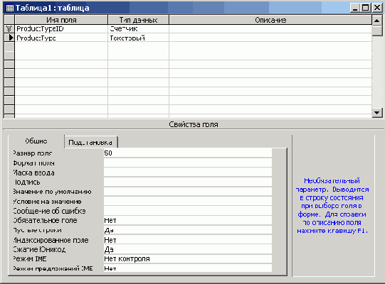 Создание баз данных в Microsoft Access
