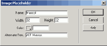 Создание нового файла в Fireworks из метки-заполнителя в Dreamweaver MX