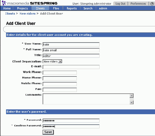 Создание узла проекта