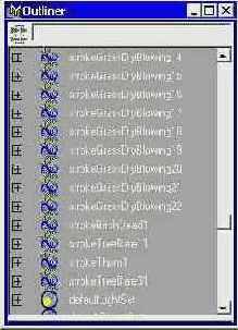 ��������� � ���� ������� Outliner ������, ������� ��������� ������