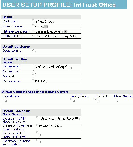 �������� User Setup Profile