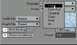 Используя указанный по умолчанию тип проекции Planar расположите изображение вдоль оси поверхности