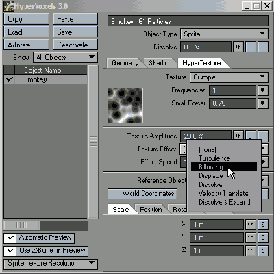 На вкладке HyperTexture располежены