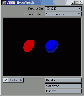 В результате на экране отображаются красная и синяя поверхности HyperVoxels
