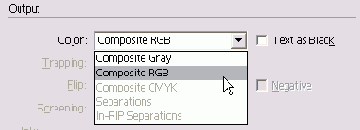 ���� Color ��������� Output ����������� ���� Print