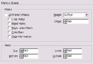 ����� Marks & Bleeds ����������� ���� Export PDF