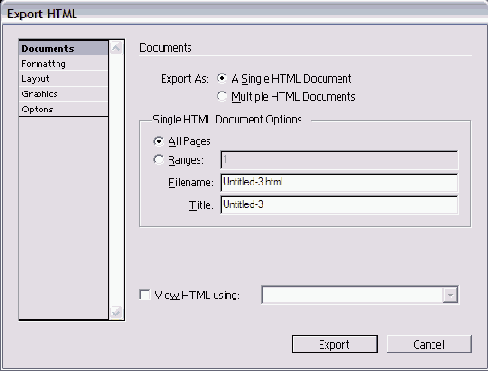 ���������� ���� Export HTML �������������
