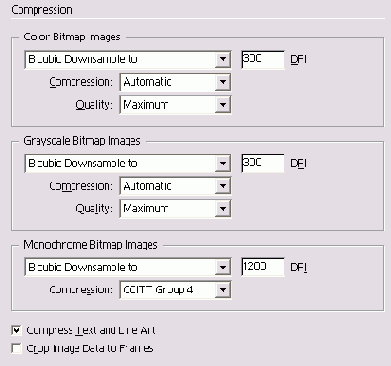 ��������� Compression � ���������� ���� Export PDF