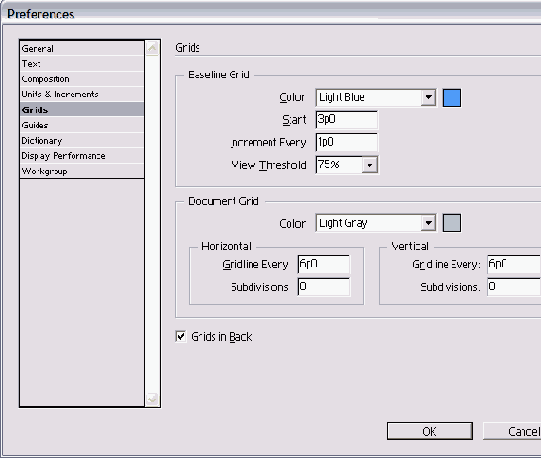 ���������� ���� Preferences � ��������� ���������� Grids