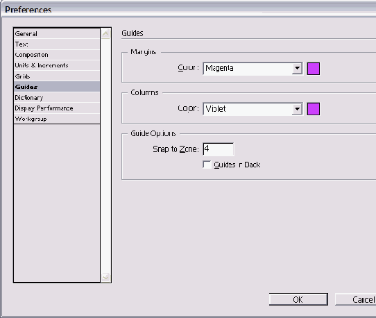 ���������� ���� Preferences � ��������� ���������� Guides