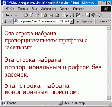 ��������� (font-family)