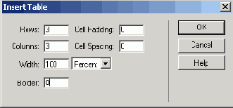 ���������� ���� Insert Table ����������