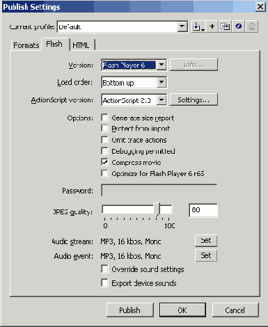 ���������� ���� Publish Settings