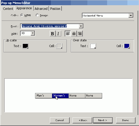 ������� Appearance ��������� ����