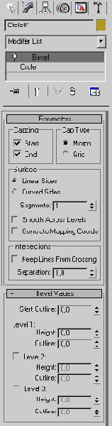 Модификаторы Extrude (Выдавливание) и Bevel (Выдавливание со скосом)