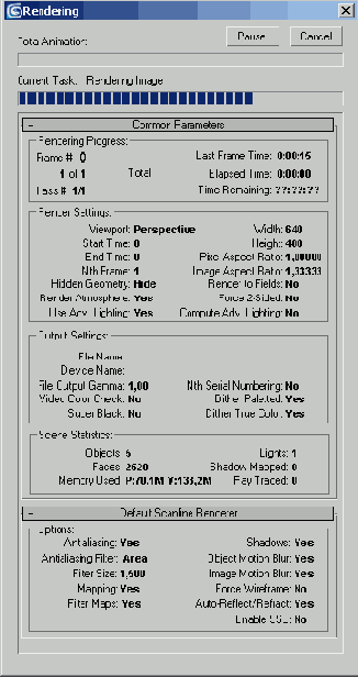Прежде чем запустить просчет трехмерной