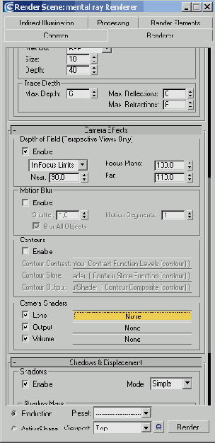 Создание эффекта глубины резкости средствами визуализатора mental ray