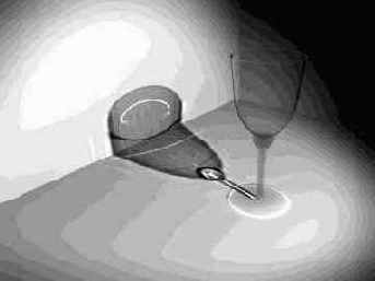 Каустика в бокале с вином