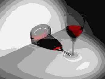 Каустика в бокале с вином