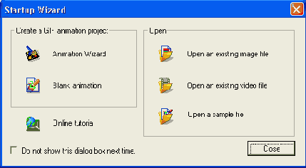 ���� Startup Wizard ������������� ��� ������� GIF Animator