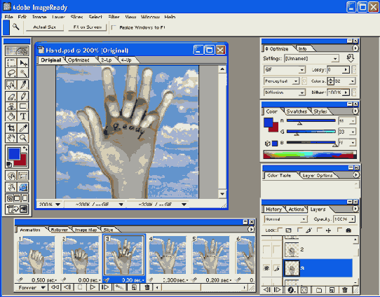 ���� ��������������� � ����� � ImageReady