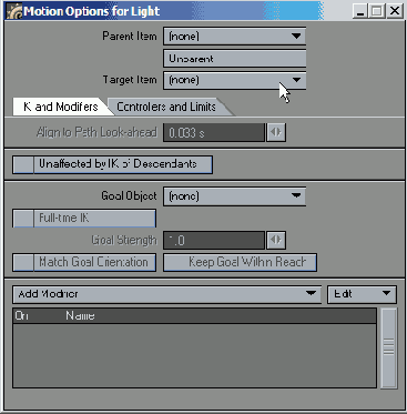 ��� ���� Motion Options ������� Target_Null
