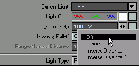 Определение параметра Intensity Falloff