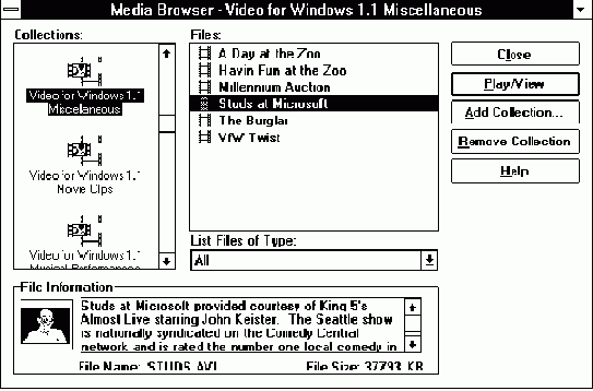 ������� Microsoft Video for Windows 