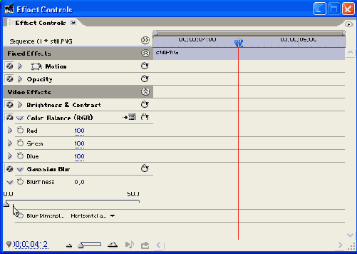 Палитра Effect Controls