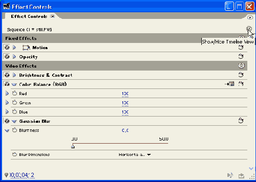Палитра Effect Controls