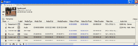 Просмотр исходных клипов в окнах Project и Monitor