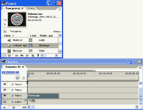 Монтаж заставки