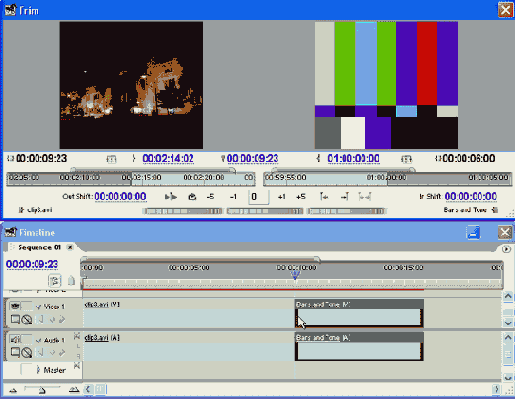Монтаж стыков клипов в режиме тримминга