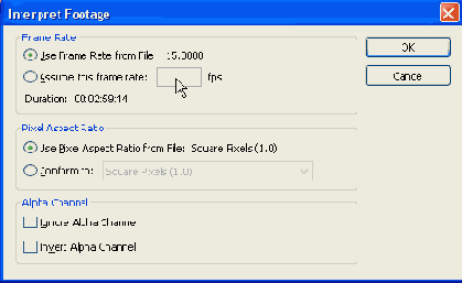 Изменение параметров импорта видео