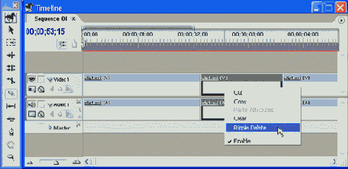 Удаление внутреннего фрагмента клипа