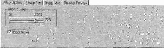 Вкладка JPEG Options диалогового окна фильтра экспорта