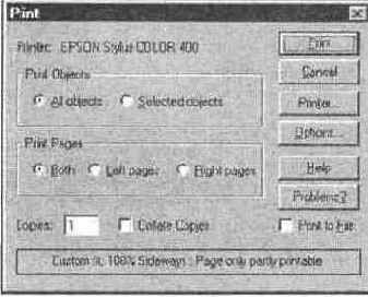 Диалоговое окно Print