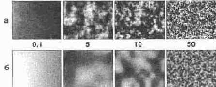 Фрактальные заливки с различными значениями зернистости
