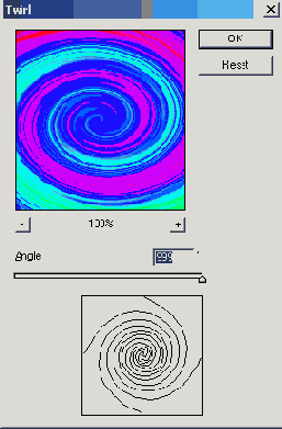 �������� ������� Filter > Distort > Twirl (�����), ����� ��� ������ ������� �����